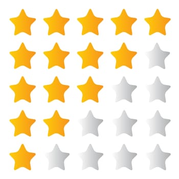 Vector set of yellow rating stars. vector web icons . Vector illustration
