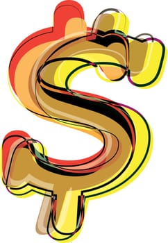 Abstract Doodle dollar Symbol Vector illustration