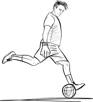 Sketch of goalkeeper trying stop a shoot. Vector illustration.