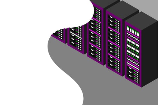 Isometric server equipment. Vector illustration.