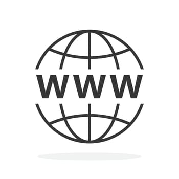 Internet http address icon. Vector WWW icon in flat design. World wide web icon isolated. Vector website symbol.