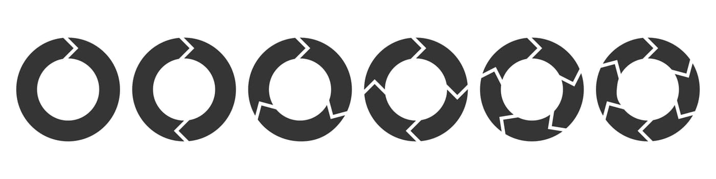 Set of vector circle arrows. Reload arrows isolated. Black refresh arrows. Circle arrows.