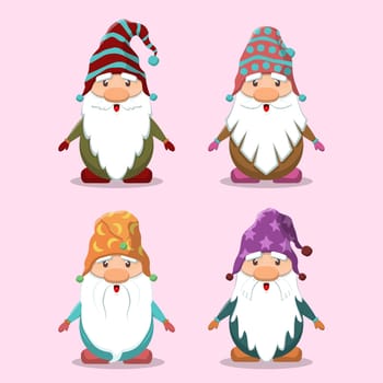 Cute Cartoon Christmas Gnomes Set
