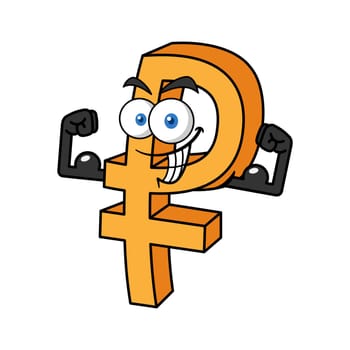 Strong Russian Ruble Symbol Cartoon Character
