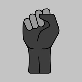 Fist raised up vector isolated icon. Demonstration, manifestation, protest, strike, revolution