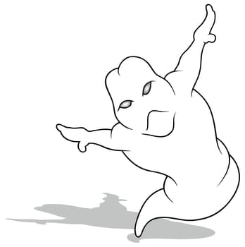 A Drawing of a Flying Ghost - Cartoon Illustration Isolated on White Background, Vector