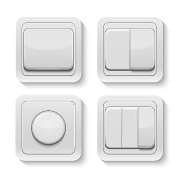 Set of realistic vector switches isolated on white . Vector EPS10 illustration.
