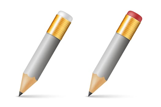 Gray wooden sharp pencils isolated on a white background. Vector EPS10 illustration.