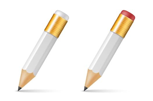 White wooden sharp pencils isolated on a white background. Vector EPS10 illustration.