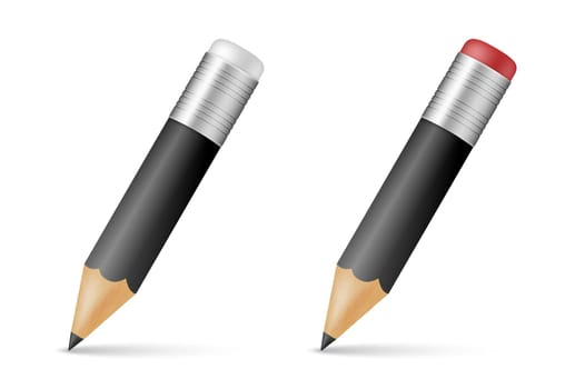 Black wooden sharp pencils isolated on a white background. Vector EPS10 illustration.