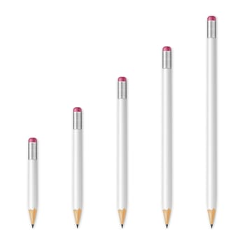 White wooden sharp pencils isolated on a white background. Vector EPS10 illustration.