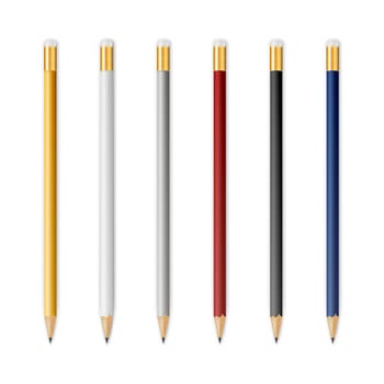 Wooden sharp pencils isolated on a white background. Vector EPS10 illustration.