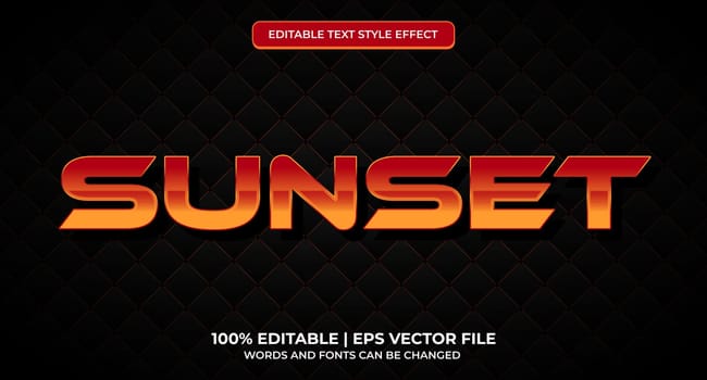 Text Effects 3D Sunset. Editable Text Style. Sunset editable text effect