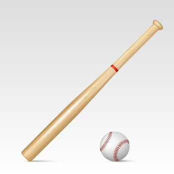 Baseball bat and baseball. Vector EPS10 illustration.