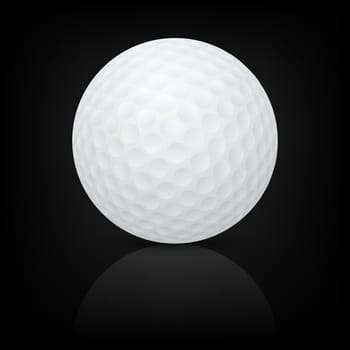 Golf background - ball with reflection on a black background. Vector EPS10 illustration.