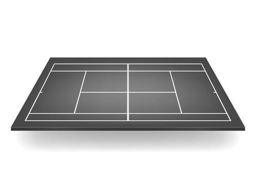 Black 3d tennis court. Vector EPS10 illustration.