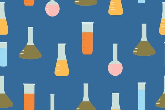 school seamless pattern for chemistry minzurki of different sizes and colors. Vector illustration