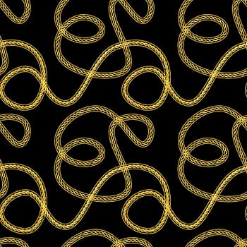 Seamless bohemian pattern with gold chains. Vector illustration
