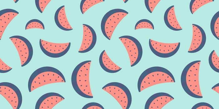 seamless pattern of watermelon slices. Watermelon pattern.Colorful summer fruit pattern. Vector illustration. Flat style