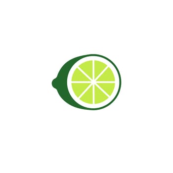 Fresh lime fruit half. Flat vector color icon isolated on white.