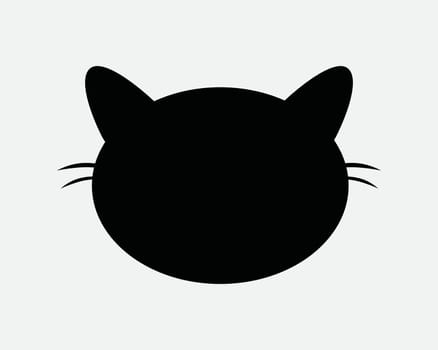 Cat Head Shape Icon. Black Silhouette Pet Animal Kitty Feline Kitten Face Character Blank Sign Symbol Artwork Graphic Illustration Clipart Vector Cricut
