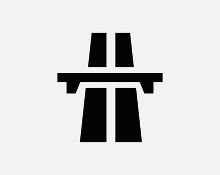 Highway Expressway Motorway Interstate Freeway Road Black and White Icon Sign Symbol Vector Artwork Clipart Illustration