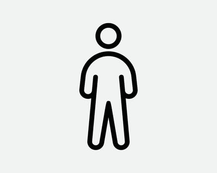 Stick Figure Line Icon. Man Person Stand Standing Linear Symbol. Sickman Boy Profile Character Avatar User Sign Vector Graphic Illustration Clipart