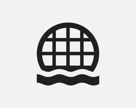 Storm Water Drain Outfall Drainage Tunnel Sewage Pipe Round Manhole Grate Black and White Icon Sign Symbol Vector Artwork Clipart Illustration