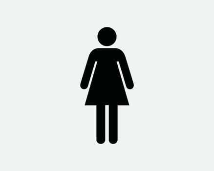 Woman Stick Figure Icon. Female Girl Lady Human Person Toilet Bathroom Gender Sign Symbol Shape Artwork Graphic Illustration Clipart Vector Cricut