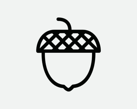 Acorn Outline Nut Fruit Autumn Fall Season Black and White Line Icon Sign Symbol Vector Artwork Clipart Illustration