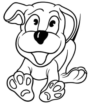 Drawing of a Puppy with a Smile - Cartoon Illustration Isolated on White Background, Vector