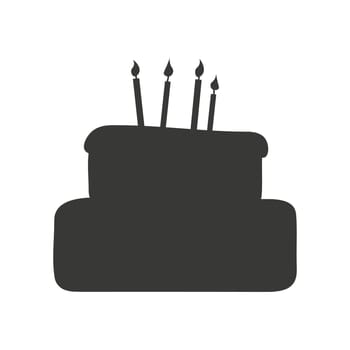 Birthday cake icon vector illustration on white background.