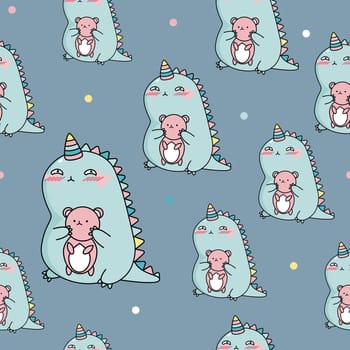 Childish pattern with a cute dinosaur.vector texture for baby bedding, fabric, wallpaper, wrapping paper, textile, print.Vector illustration