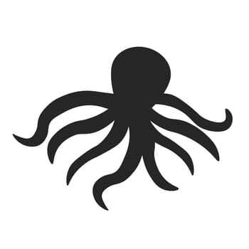 Octopus - sea animal vector silhouette for icon or sign on a sea or ocean theme. Black silhouette of an octopus for a logo or pictogram on the theme of marine life.