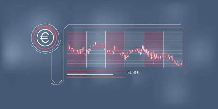 Clean and simple abstract infographic about the fall of the euro price. Vector illustration.