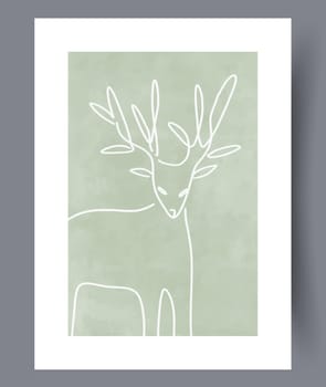 Animal deer wild mammal wall art print. Contemporary decorative background with mammal. Wall artwork for interior design. Printable minimal abstract deer poster.
