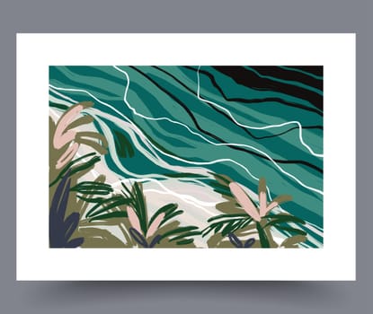 Landscape flow stormy rivers wall art print. Printable minimal abstract flow poster. Contemporary decorative background with rivers. Wall artwork for interior design.