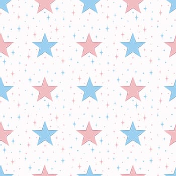 Stars. Seamless pattern with the image of blue and pink stars. Children s star pattern for print and packaging. Vector