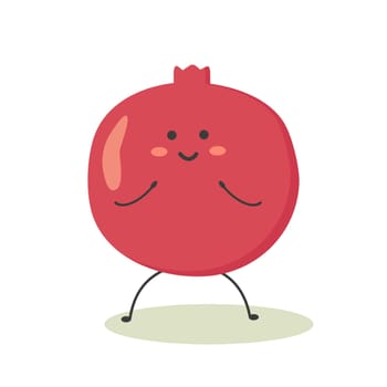 ripe cute pomegranate in cartoon style