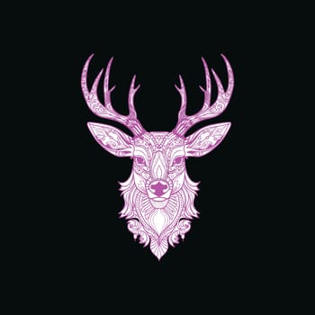 Deer head colorful illustration on black background