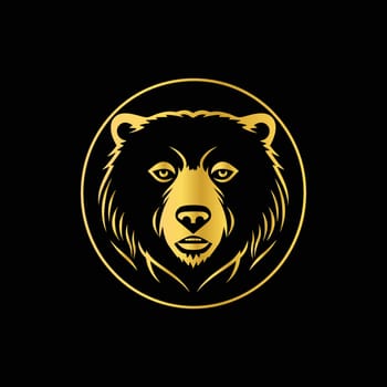 Gold Bear head icon isolated on black background