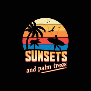 Sunsets and palm trees, Happy summer