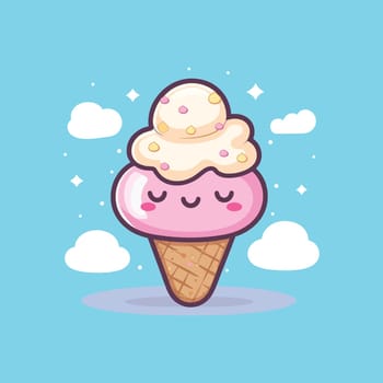 Cute kawaii ice-cream. funny cartoon character