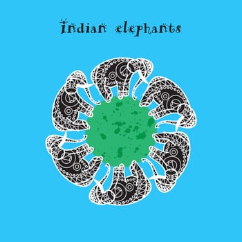 Isolated Indian elepnant and asian illustration. Vector