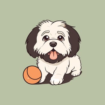 Cute Pug Dog Playing Ball Cartoon Sticker