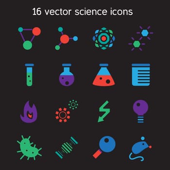 Science set icons. Laboratory biology symbols. Vector
