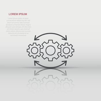 Operation project icon in flat style. Gear process vector illustration on white isolated background. Technology produce business concept.