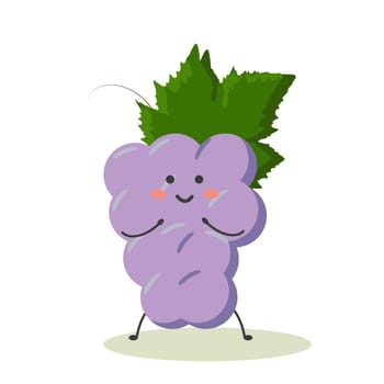 cute cheerful purple grapes in the style of kawaii