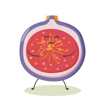 a cheerful cute ripe figs in the style of kawaii