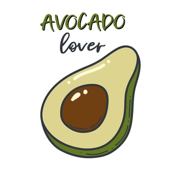 Avocado doodle outline icon. Logo organic fruit and vegetable isolated illustration.